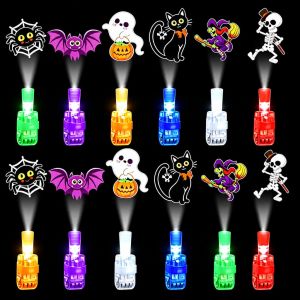 HLINKEY 36PCS/SET Christmas Finger Projector Light LED Glow Ring Toy With Santa Sleigh Snowflake Pattern Fun Party Favor Kids Xmas Gift
