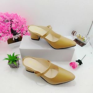 Toko Alika - Sandal Sepatu Wanita Hak Tahu 5cm Kunyit Terbaru