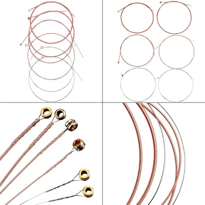 6Pcs Musical Instrument Accessories Copper Acoustic Guitar String Set Steel String Guitar Spare Strings for Beginner