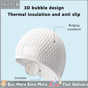[COD] SHZTGM หมวกว่ายน้ำซิลิโคนสำหรับผู้ใหญ่หมวกว่ายน้ำมีฟองยืดหยุ่นสูงกันน้ำป้องกันหู