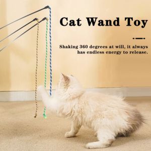 JIMEIXIAN01 with Bell Cat Wand Interactive Play Bite Resistant Cat Teaser Stick Multi-functional Cotton Rope Pet Chew Rope Pet