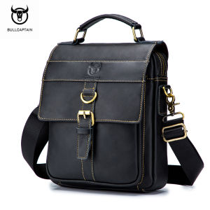 BULLCAPTAIN Mens Messenger Bag Leather Casual Portable Fashion Large-Capacity Shoulder Bag