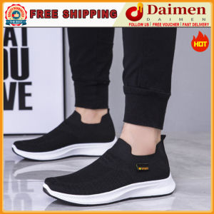 Mens Fly Woven Sneakers Breathable Super Light Mesh Running Shoes Outdoor Slip on Casual Swaggy Shoes
