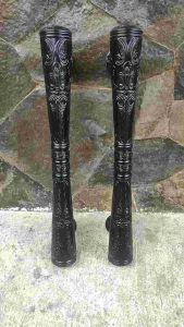 Handle Pintu Rumah Kuningan Antik Motif Godo Ukir Hitam Doff 56 cm 2 Pcs