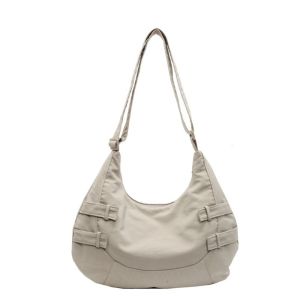 CRNGW Vintage Leight Weight Tote Bag Large Capacity Solid Color Massenger Bags Trendy Dumpling Satchel Bags Students