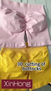 Shipped from China [2025] Seamless Knitted Yoga Shorts Peach Hip Lift High Waist Fitness Pants Tight Running Sports Shorts Three-Quarter Length for Women