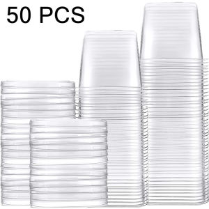 50Pcs Square Dessert Container With Lid Disposable Plastic Food Mousse Dessert Box