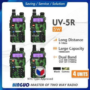 Baofeng UV-5R Walkie Talkie Long Range 4 Set Real 5W Power High Two Way Radio Dual Band UHF/VHF Portable Handheld Radio