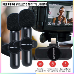 FAST DELIVERY TaffSTUDIO Mikrofon Wireless Tanpa Kabel Suara Jernih Jarak Jauh Tipe Lightning 2 Mic