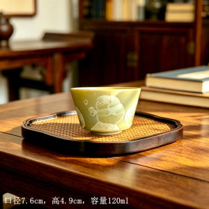 新品上市 浅绿结晶釉品茗杯 清新款中式功夫茶杯 家用陶瓷主人杯