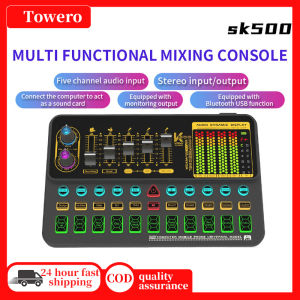 SK500 Live Sound Card Audio Mixer Bluetooth Sound Effects Voice Changer for Phone PC Live Stream Karaoke Recording Microphone