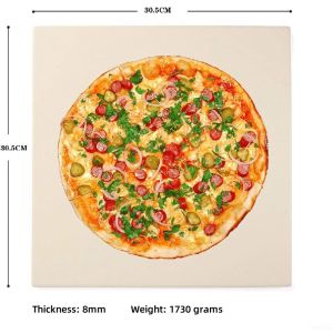 High-Quality Cordierite Rectangle Pizza Stone 12x12 inch Heat-Resistant for Ovens and Grills Easy-Clean Kitchenware