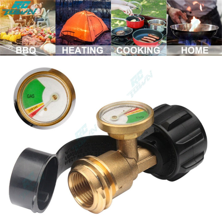 thumbnail image 2 of Propane Tank Gauge Adapter With Brass Gas Pressure Level Meter – For BBQ Grill, RV, Camper, Heater 2 of 6
