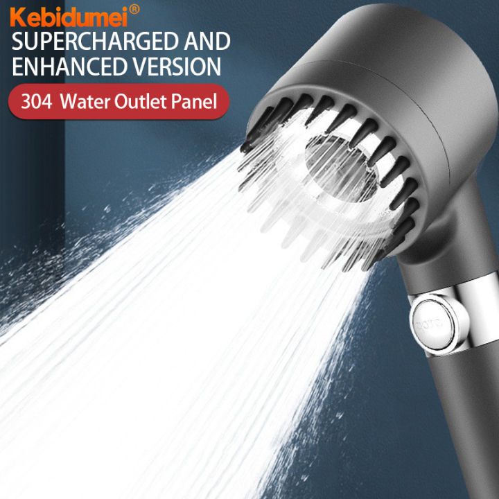 Kebidumei Black Shower Head Rainfall High Pressure 3 Modes Adjustable