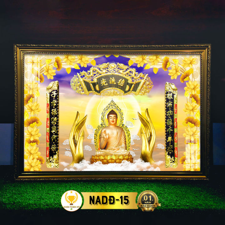 Tranh Phật A Di Đà Có Đèn CHÂN THIỆN MỸ, Trang Trí Bàn Thờ Treo Tường ...