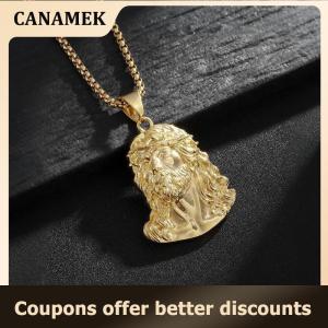 【 CANAMEK 】 Streetwear Hip Hop Punk Necklace Gold Plated Head Pendant for Men Women Stylish Collar Chain for Daily Outfits