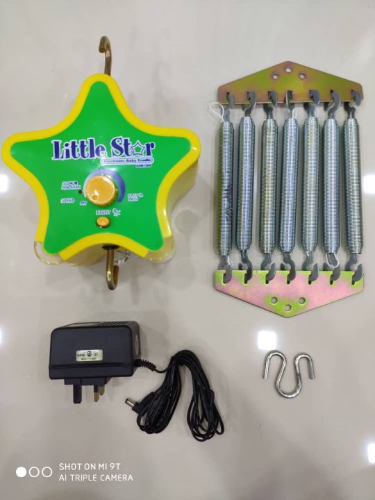 LITTLE STAR electronic cradle with LED light FREE spring and adaptor 1 year warranty Buaian elektronik elektrik Lazada