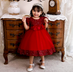 Dress Anak Perempuan Payet Lengan Pendek Usia 6 bulan - 8 Tahun