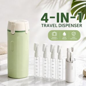 Yummy.miya Travel Toiletry Bottle Set 4 In 1 Refillable Dispenser Leak Proof Portable Shampoo Lotion