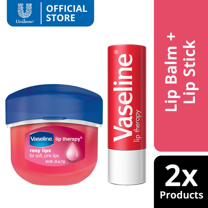 [Bundle] Vaseline Lip Therapy Lip Balm Rosy 7G + Vaseline Rosy Lip Stick 4.8g