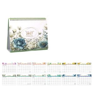 HUNIU Giấy dày Lịch để bàn năm 2027 Di động Gáy lò xo Lịch để bàn Người tổ chức lịch trình Sáng tạo Lịch trình hàng ngày Văn phòng tại nhà