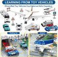 Set Mainan Pesawat Lapangan Terbang untuk Kanak-kanak - dengan Tikar Permainan Baldu dan 2 Pesawat Helikopter Trak a Kereta Lumba, Pembelajaran Awal Kenderaan Pesawat Playset untuk 3 4 5 6 7 8 Tahun Kanak-kanak Kanak-kanak Lelaki Perempuan. 