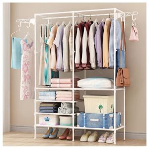Simple Cloth Wardrobe Cabinet - Modern Style Clothes Storage Rack l Rack Almari Baju l Rack Baju Gantung Baju