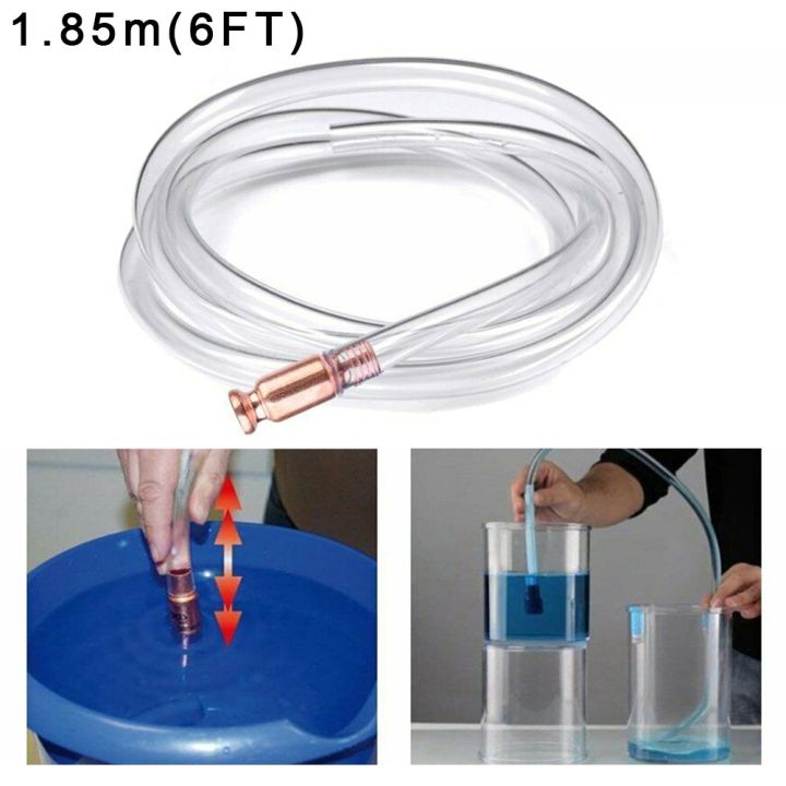 Safety Hose Self Priming 185cm Transparent PVC Barrel Tank Pump Fuel