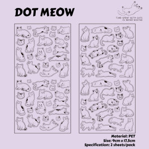 INS Japanese Style Cute Line Art Cat Kawaii Neko PET Stickers Waterproof DIY Decorations Journal Scrapbooking Labels