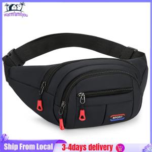 Men Women Crossbody Bag with 4-Zipper Pockets Waist Bag with Adjustable Strap Chest Bag for Travel Hiking Running