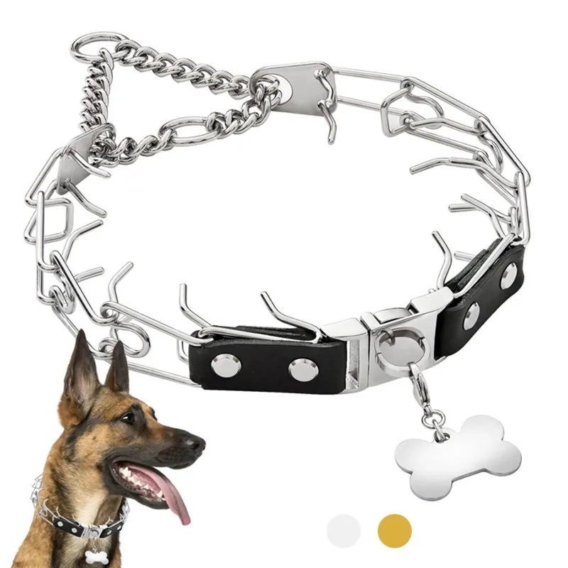 Benepaw Prong Collar Dog Adjustable Stainless Steel Choke Pinch Pet  Training Collar Quick Snap Buckle Release Anti Pull Metal