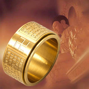 Heart Sutra Ring S925 Silver Rotatable Mens and Womens Amulet Ring Professional Prayer for Wealth and Good Luck Original Imported Mantra Ring