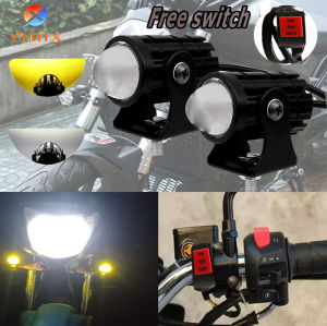 Yimix Dual Color Motorcycle LED Mini Driving Light 20W Waterproof Projector Lens Foglight White Amber Spot Lamp Pair