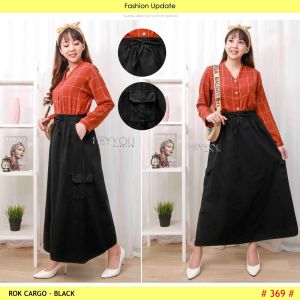 rok cargo panjang pinggang full karet bahan premium jeans imp