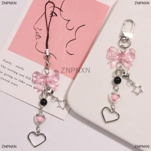 [COD] ZNPNXN Goth Y2K Phone Charm Bow Heart Star Keychain Pendant Kawaii Key Chain Bag Phone Chain Cute Accessory For Girls Women Jewelry