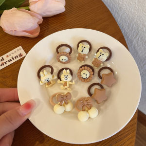 Kids Baby 10 IN 1 Cartoon Brownis Milk Tea Hair Rope Ponytail Rubber Band