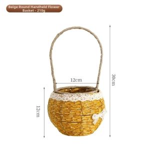 DOOUR Dệt thủ công Tay cầm giả mây Hộ gia đình có tay cầm Đan giỏ hoa Chất lượng cao 2 màu sắc Trang trí phòng khách Trang trí nhà cửa / Trưng bày trên bàn phục vụ nhà hàng