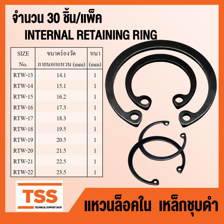 แหวนล็อคใน เหล็กชุบดำ RTW (INTERNAL RETAINING RING) แหวนล็อค เบอร์ 13 ...