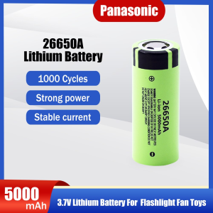 Panasonic Original 26650A 26650 3.7V 5000mAh Lithium Rechargeable battery For Flashlight Small Fan Batteries