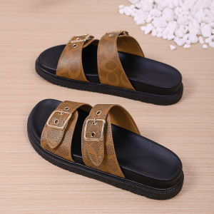 Free Shipping Plus-Size Summer Sandals For Women Featuring A Single-Strap Design Buckle Closure Thick Soles Lightweight Construction And Suitable For Both Indoor And Outdoor Wear Offering A Casual And Comfortable Style