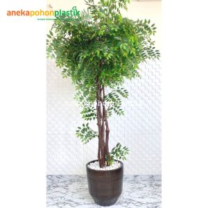 Pohon Artificial Tanaman Daun Lychee T210 Latex Pot Elegant Dekorasi Caffe Aesthetic