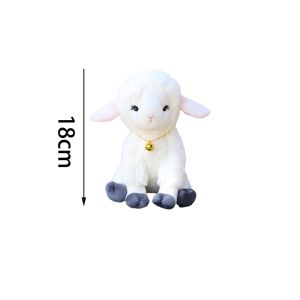 CHUN053634 Ngồi Đồ chơi cừu nhồi bông Kết cấu mềm mại Cổ áo chuông Thú nhồi bông hình cừu Quà tặng Cừu Trắng Thú nhồi bông Sinh nhật