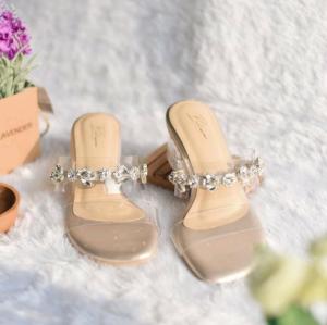 Bellissimo Auora Sandal Wanita Heels Hak Kaca 5 Cm Kekinian