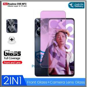 Paket 2in1 Tempered Glass Blue Light REALME C53 C55 NFC Anti Radiasi UV Blue Ray Screen Protector