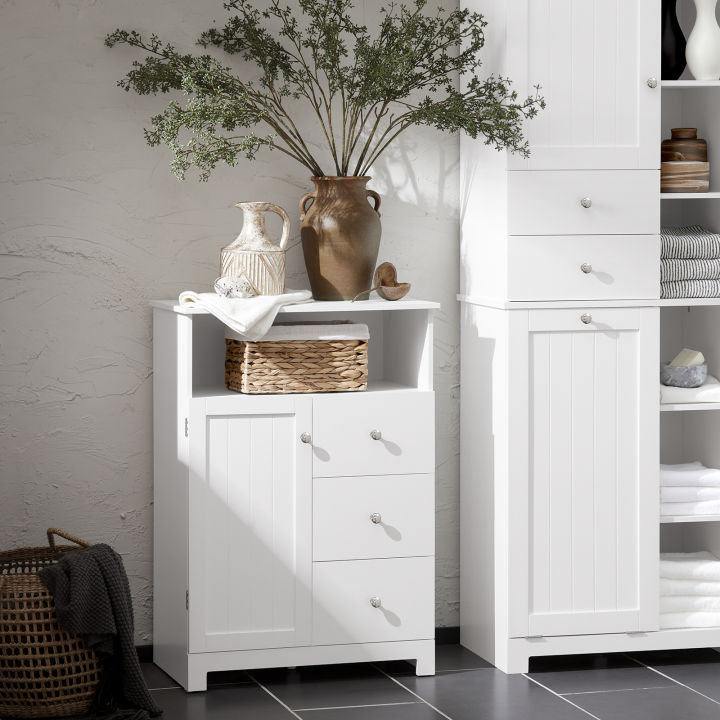 (SG STOCK) SoBuy BZR107-W White Bathroom Cabinet Drawer Chest 1 Shelf 1 ...