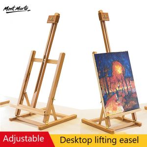 Mont Marte โต๊ะแบบดั้งเดิมขาตั้งบีชไม้ปรับ H-กรอบโต๊ะขาตั้งศิลปะร่างภาพวาดยืนอุปกรณ์ศิลปะ