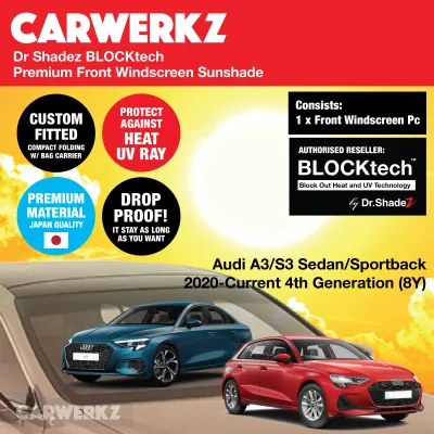 Dr Shadez BLOCKtech Custom Car Front Windscreen Foldable Sunshade for Audi A3 Q3 and More