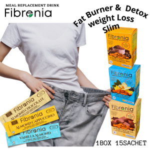 Weight Loss meal replacement / Whey Protein / Senna Leaf / meal replacement by Fibrenia ((SET 3 BOX - Almond Cappuccino Almond Chocolate Vanilla Almond))
