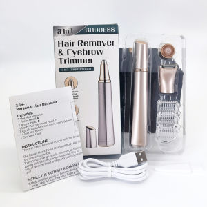 Mini Portable 3 In1 Facial Hair Remover Painless Electric Eyebrow Trimmer Women Remover With Usb Rechargeable Epilator For Women