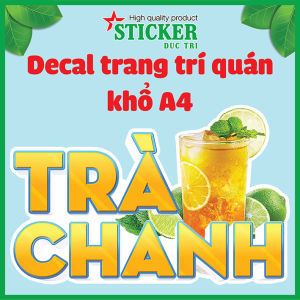 Sticker miếng dán hình Cà Phê Chanh Dây Đá Me Milo Dầm Nước giải khát... dùng để trang trí quán.